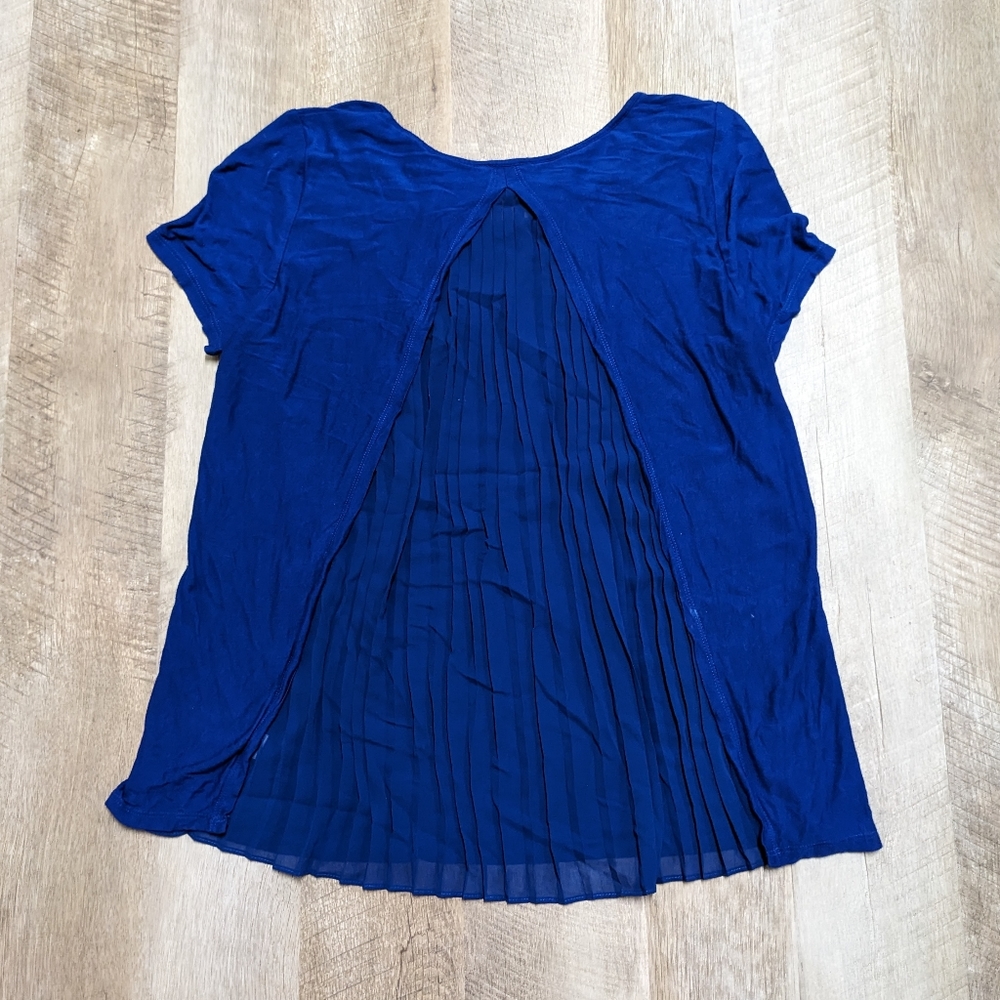 Express Royal Blue Crinkle Cut Back Top